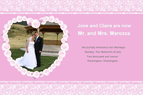結婚の写真テンプレート photo templates 結婚のお知らせ-ロマンチック